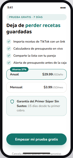 Elige tu plan con 15 días de garantía